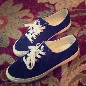 Navy suede Ralph Lauren kicks
